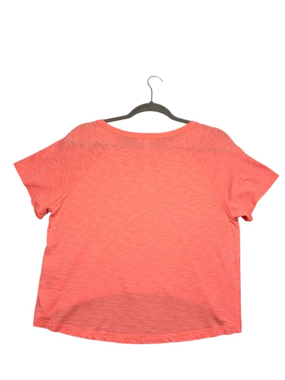 Beyond Yoga Size S High Low Cropped Tee Shirt Coral Pink Basic Top Cotton Modal - Picture 7 of 7